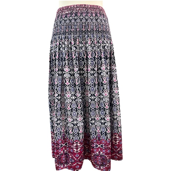 J. Jill Dresses & Skirts - J. Jill maxi skirt flowy boho print size large petite elastic smocked waist